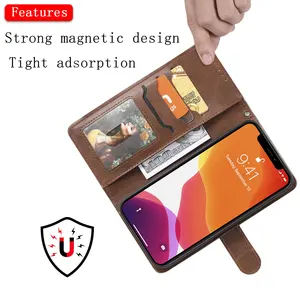 Funda de teléfono de cuero pu genuino con ranuras para tarjetas, para iphone 14, 13, 12, 11 pro max, 6, 7, 8, 13 pro max