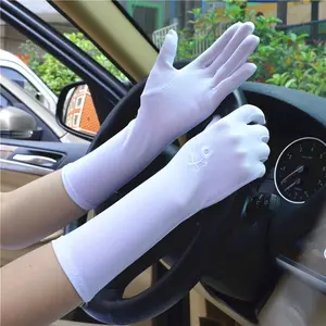 New Summer Sunscreen Spandex Mid Length High Elastic Thin Women's Etiquette Embroidered Gloves