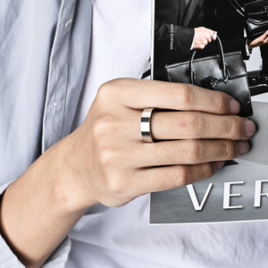 Minimalist Unisex 6mm Brushed Matte Titanium Steel <b>Ring</b> For Fashion Gift Jewelry - Product Image 2