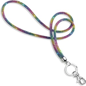 Kalung Kristal Rhinestone Berkilau Universal, Gantungan Ponsel Rantai Panjang, Tali ID Card, Liontin Mobil - Product Image 2