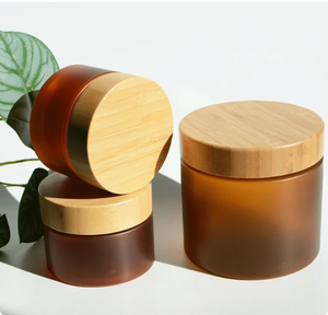 2oz 4oz 8oz 10oz hổ phách lọ thủy tinh với tre keo gỗ nắp - Product Image 2