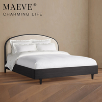 Lit de Luxe Moderne en Bois Massif, Cadre de Lit Designer Arcuado Rembourré, Lits en Bois pour Ensembles de Chambres Parentales, Hôtels de Luxe