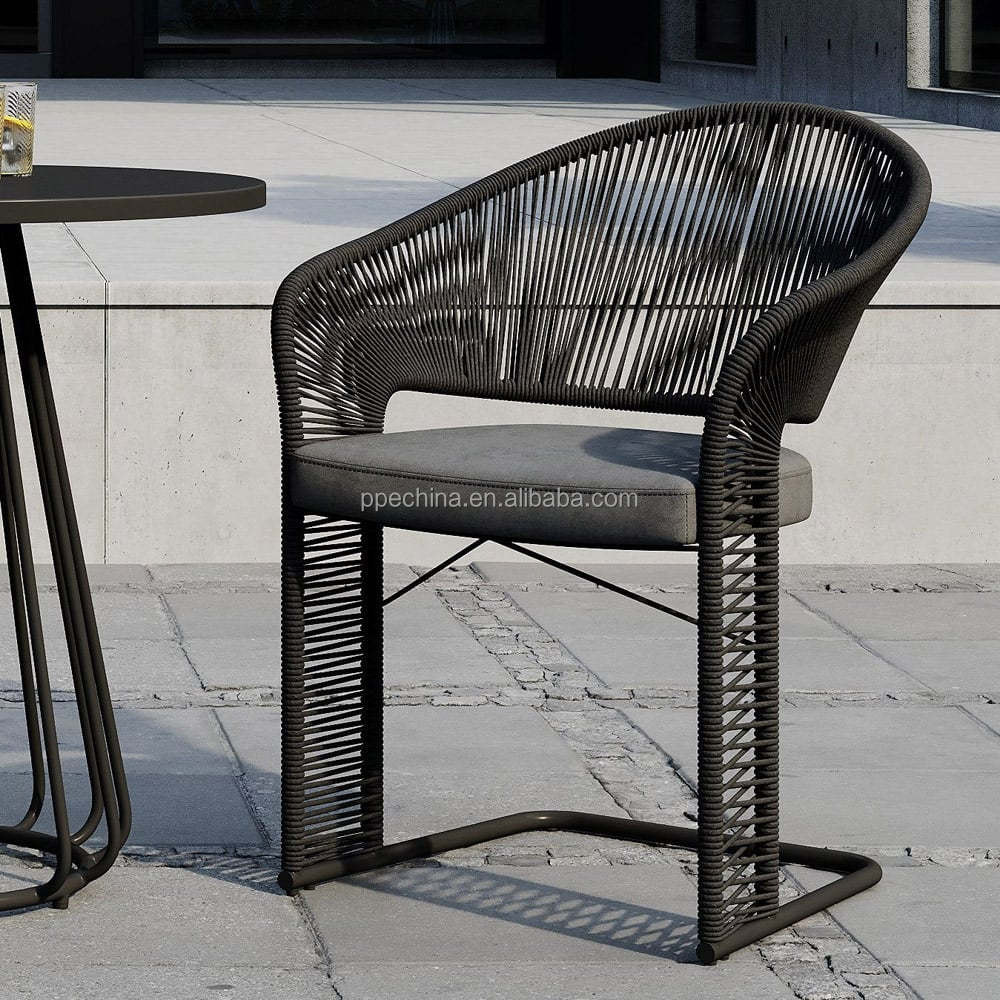 Wholesale Modern Design Stainless Steel Outdoor Furniture Steel Chairs And Rope Woven Chair Outdoor