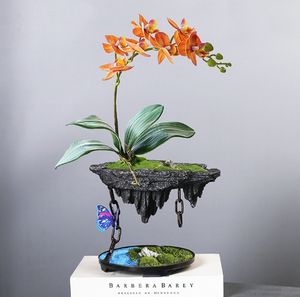 Bonsaï Papillon Orchidée Wen Bambou Intérieur Île Flottante Suspendue Fer Art Micro Paysage <span class=keywords><strong>Pot</strong></span> De Fleur - Product Image 3