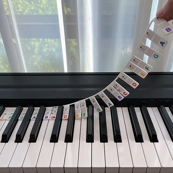 Amazon Hotting Reusable Removable Silicone Piano Note Guide Keyboard Label Stickers with 88-Key Full Size for Beginner