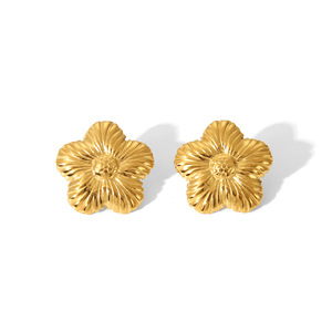 <span class=keywords><strong>Pendientes</strong></span> de joyería de acero inoxidable, colgante de flor simple y elegante, conjuntos de joyería de acero inoxidable antialérgico chapado en oro - Product Image 6