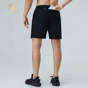 Pantaloni da jogging ricamati personalizzati Fitness Nylon essenziale di alta qualità ad asciugatura rapida con pantaloncini tascabili con cerniera per uomo Casual