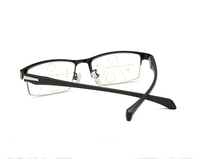 Lunettes de lecture multifocales photochromiques anti-lumière bleue pour hommes, monture métallique demi-cerclée, verres progressifs, lunettes pour presbytie