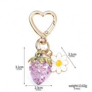 Lindo Llavero 3D con Diseño de Fresa, Corazón, Flor y Fruta, Anillo para Llaves, Adorno para Bolso, Regalo para Niña, Joyería Decorativa, Accesorios - Product Image 6