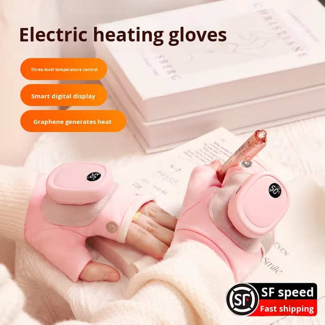2025 Graphene Heating Gloves USB Rechargeable 800mAH Smart Electric Cotton Split-Finger Women's Waterproof Battle Sports Gaming