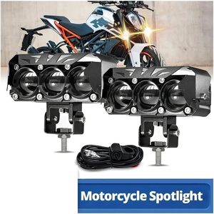 Universal Auxiliary <b>Light</b> <b>LED</b> <b>Work</b> Lamp for Motorcycle 12V White Yellow Flash 3Lens Fog <b>Light</b> - Product Image 4