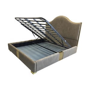 Cama de lujo moderna estilo europeo Rey reina tamaño completo dormitorio Marco de elevación de Gas personalizar muebles almacenamiento cama tapizada - Product Image 3