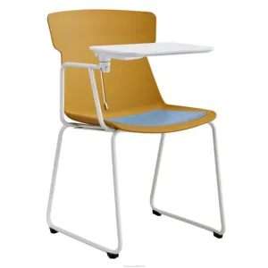 Silla de plástico para estudiantes, sillón para reunión, entrenamiento, precio de fábrica, rojo, amarillo, azul, verde, blanco y negro, con escritorio