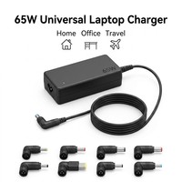 Chargeur universel pour ordinateur portable 65W Slim GaN 15-20V avec 8 embouts interchangeables, prise C6 pour Dell HP Notebook, logo personnalisé disponible