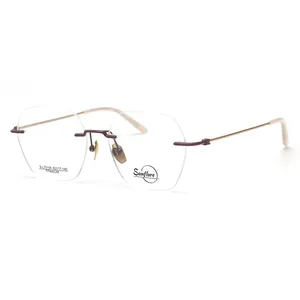 High Quality Customized Rimless Titanium Optical Frame Glasses Eyewear Eyeglasses For Business Men And Women