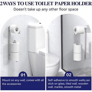 <span class=keywords><strong>Portarotolo</strong></span> <span class=keywords><strong>da</strong></span> Parete Salvaspazio Versatile con Supporto per 3 Rotoli di Carta Igienica per Bagno - Product Image 4