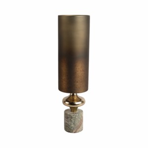 Vaso Cilindrico Sfumato Moderno in Vetro con Accenti in Marmo e Metallo per Arredamento Casa, Soggiorno, Camera da Letto, Ufficio - Product Image 4