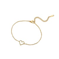 Ensemble d'Accessoires de Mode en Acier Inoxydable : Collier Pendentif Cœur, Chaîne Osseuse Dorée 18 carats, Boucles d'Oreilles, Bracelet et Bague