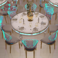 Luxuriöser Transparenter Acryl Runder Hochzeitstisch und Stühle mit LED-Beleuchtung für Events