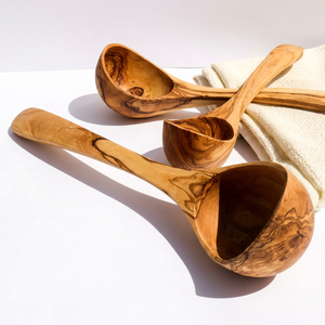 Olive Wood Ladles <b>Set</b> >20 Handcrafted Wooden Serving Spoons Natural Finish Eco-Friendly <b>Kitchen</b> <b>Accessories</b> - Product Image 1