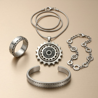 Prix d'usine – Ensemble de bijoux pour homme en acier inoxydable 316L, style steampunk, avec collier, bracelet, bague et manchette à engrenages mécaniques – Personnalisation OEM