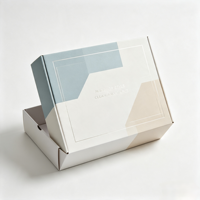 Boîte d'expédition en carton ondulé personnalisée avec motif géométrique coloré pour vêtements, accessoires et emballages e-commerce