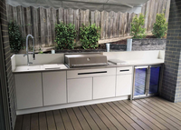 Armoires de cuisine extérieures BAINENG en acier inoxydable 304, revêtement en poudre, design moderne, armoires de cuisine personnalisées pour villa