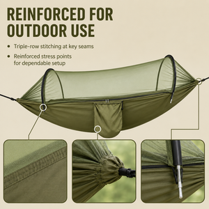 <span class=keywords><strong>Hamac</strong></span> de camping personnalisé en nylon 70D avec moustiquaire et poteaux en arche pour dormir en extérieur - Product Image 4
