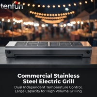 Barbecue électrique commercial 110V/220V en acier inoxydable, barbecue de table avec contrôle du thermostat, chauffage rapide, facile à nettoyer