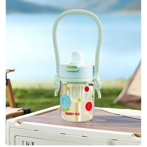 Botol Minum Anak Kartun Baru, Dua Ruang Minum, Pemisah Teh, Tali Besar, untuk Anak Laki-laki Perempuan Pelajar Sekolah Aktivitas Luar Ruangan Perjalanan Sehari-hari - Product Image 5
