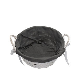 <b>Round</b> White <b>Wicker</b> <b>Basket</b> 23 Cm Diameter With Fabric Lining Storage <b>Basket</b> - Product Image 4