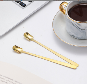 ช้อนคนกาแฟ/นม สแตนเลสสตีลทรงเหลี่ยมหัวเหลี่ยม รุ่น DFS1114 แบบกำหนดเองได้ พร้อมด้ามจับยาว สีเคลือบทองหรือสีสเตนเลสสตีล - Product Image 5
