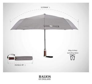 Parapluie automatique compact à 3 plis, manche en bois brun foncé, de haute qualité, pour homme d'affaires, de marques de luxe haut de gamme. - Product Image 5