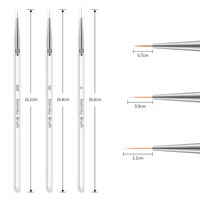 Kit de stylos de dessin pour nail art en acrylique pour l'approvisionnement transfrontalier, 3 pinceaux fins en nylon, bandes de crochets floraux en plastique, maquillage pour ongles