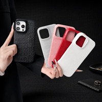 Étui de téléphone en cuir de crocodile antichoc de couleur unie pour iPhone