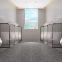 Panneau de lavage des mains en verre et acier inoxydable Changhong pour toilettes, idéal pour centres commerciaux, hôtels, usines, sur mesure