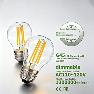G45 Edison Filament <b>Bulb</b> <b>E26</b> AC110V Manual Button Residential SMD Transparent Plastic Lampshade Color Rendering Index Constant - Product Image 1