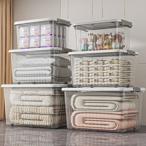 Jiqing Clear Armazenamento Caixa Organizador Armazenamento Caixa Plástico Durable Clear Bins com rodas para roupas Diversos - Product Image 1