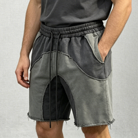 Nouvelle Arrivée Shorts de Sport Personnalisés pour Hommes 100% Coton Effet Délavé Vintage avec Logo Brodé et Patch Imprimé – Shorts Décontractés d'Été pour Hommes