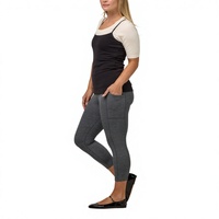 Leggings Capri de Yoga pour Femmes, Taille Haute Unie, Élastique, Sans Couture Avant, Anti-Transpiration, Course, Gym, Sans Coutures