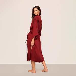 Wholesale <strong>Women</strong> High Quality Elegant <strong>Robes</strong> Soft Satin Sleeve Bathrobe <strong>Women's</strong> Sexy Lace Wear Ladies Pajamas Camisole <strong>Robe</strong> Set - Product Image 3