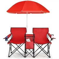 Chaise de plage double portable personnalisée avec sac isotherme et pare-soleil pour la pêche, le camping, le jardin, la plage, utilisation durable en métal et tissu Oxford