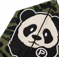 Sweat à capuche zippé camouflage personnalisé pour homme, OEM ODM, étiquette privée, motif panda, logo personnalisé, en molleton de coton, veste streetwear pour marque
