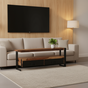 Soporte de TV de madera maciza de Sheesham, 47,2x11,8x15,7 pulgadas, diseño industrial moderno, muebles de sala de estar con montaje en el suelo - Product Image 2