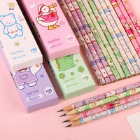 Coffret de 10 crayons mignons à motifs de dessins animés – Prix esthétique pour les élèves du primaire – Petit cadeau HB – Ensemble de crayons violets pour la maternelle