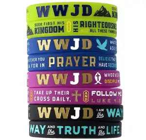 Силиконовые браслеты WWJD, оптовая продажа, разноцветные браслеты из силиконовой резины WWJD