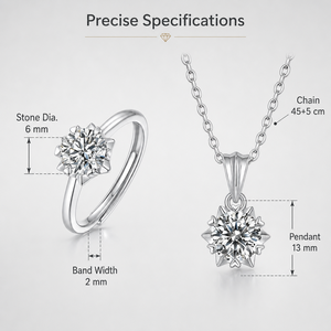Conjunto de Joias Floco de Neve Moissanite em Prata S925: Colar, Brincos e Anel (3 Peças) - Certificado GRA - Presente de Natal - Product Image 5