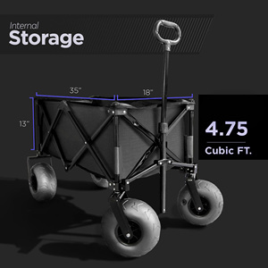 Carro de camping plegable resistente todo terreno, carro de playa plegable con ruedas enfriadoras extraíbles para playa de arena - Product Image 6