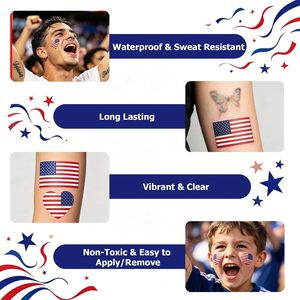 Tatuajes de Bandera Americana, de Suiza, Brasil y Canadá, Resistentes al Agua y al Sudor, para Cara, Brazo, Manga y Manos, Venta al Por Mayor - Product Image 2