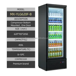 MUXUE singola porta di vetro verticale congelatore frigorifero per bevande frigorifero commerciale bevande dispositivo di raffreddamento utilizzato nel negozio del supermercato